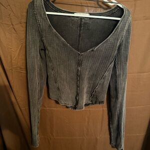 We The Free Charcoal Long Sleeve Top